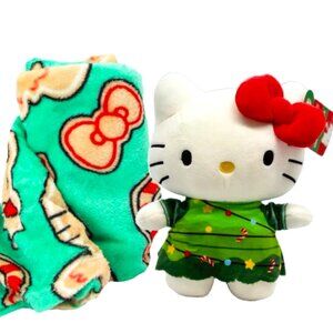 Hello Kitty Christmas Tree Plush Holiday Plush 8in Gingerbread Man Throw Set
